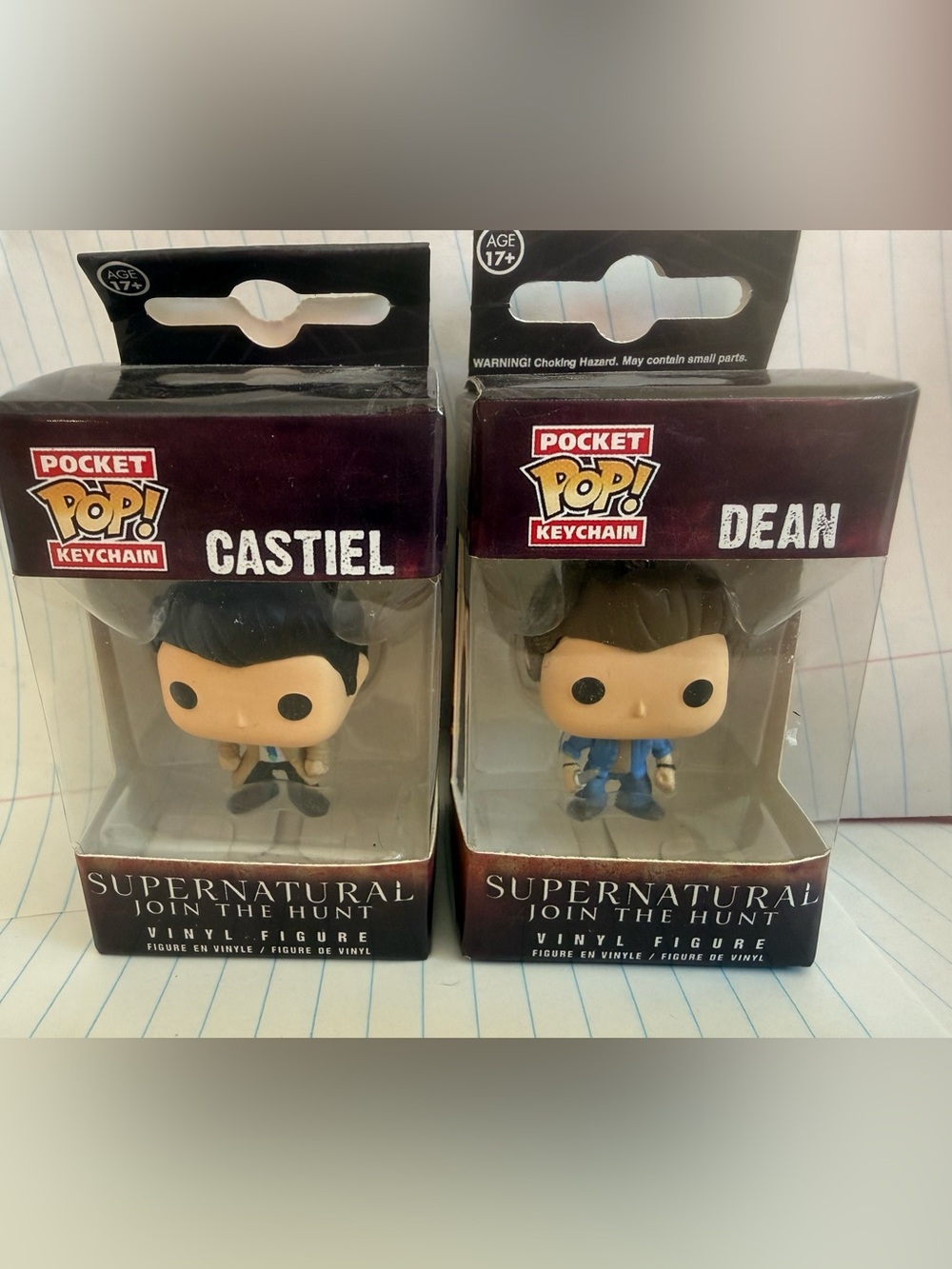Supernatural Castiel and Dean funko pop mini keychains